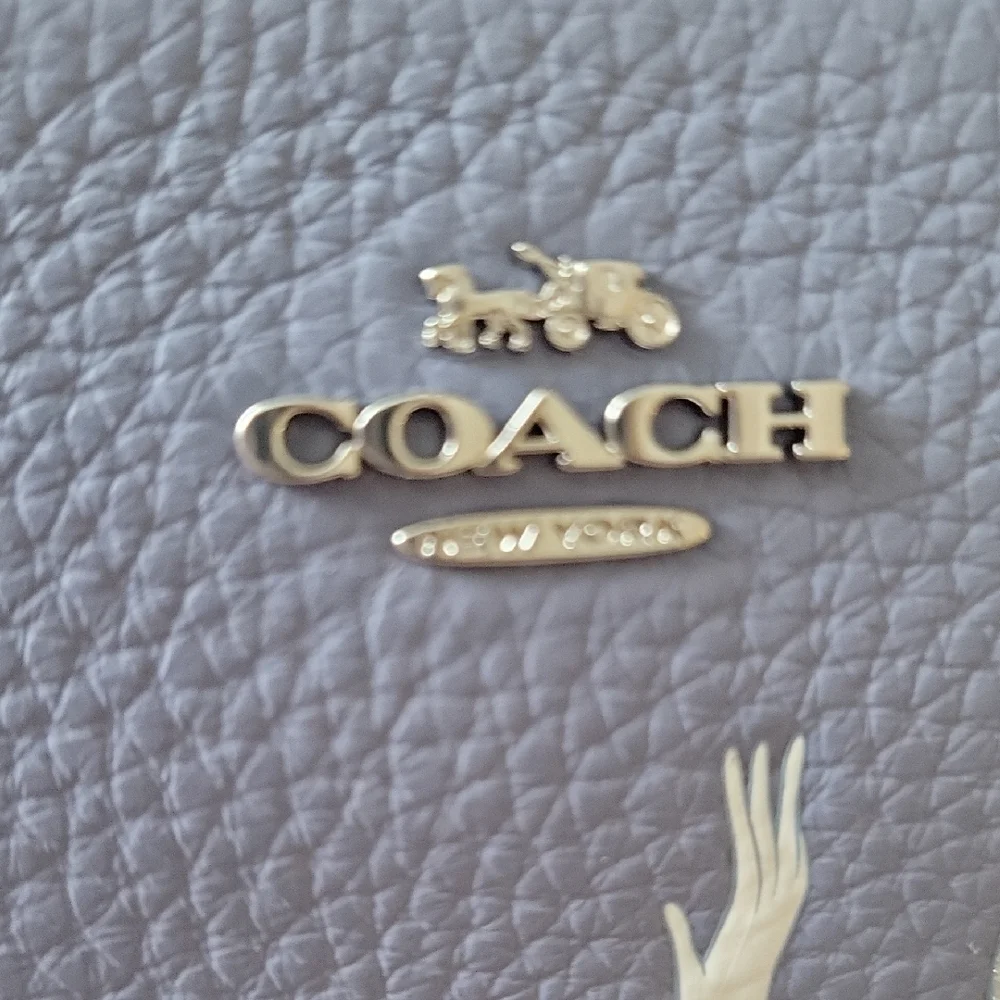 Coach X Disney Cinderella Pebbled Blue Leather Cosmetic Bag - Picture 2 of 10